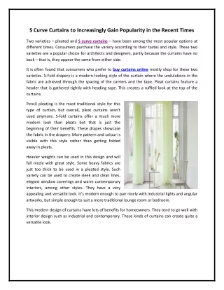 s curve curtains to increasingly gain popularity