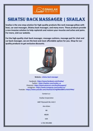 Shiatsu Back Massager | Snailax