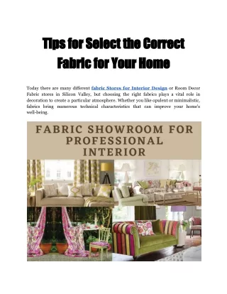 Tips for Select the correct fabric for your Home