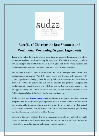 benefits of choosing the best shampoo and
