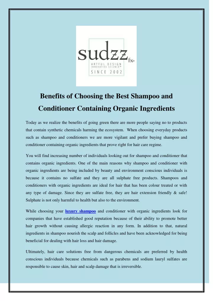 benefits of choosing the best shampoo and