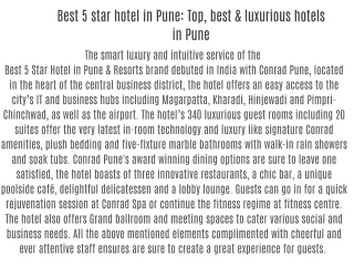 Best 5 Star Hotel in Pune