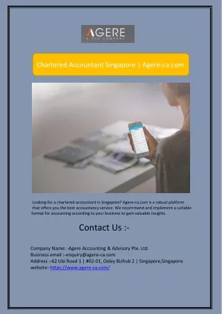 Chartered Accountant Singapore | Agere-ca.com