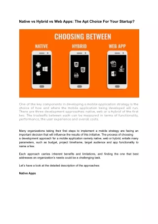 native vs hybrid vs web apps the apt choice