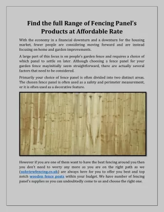 find the full range of fencing panel s products