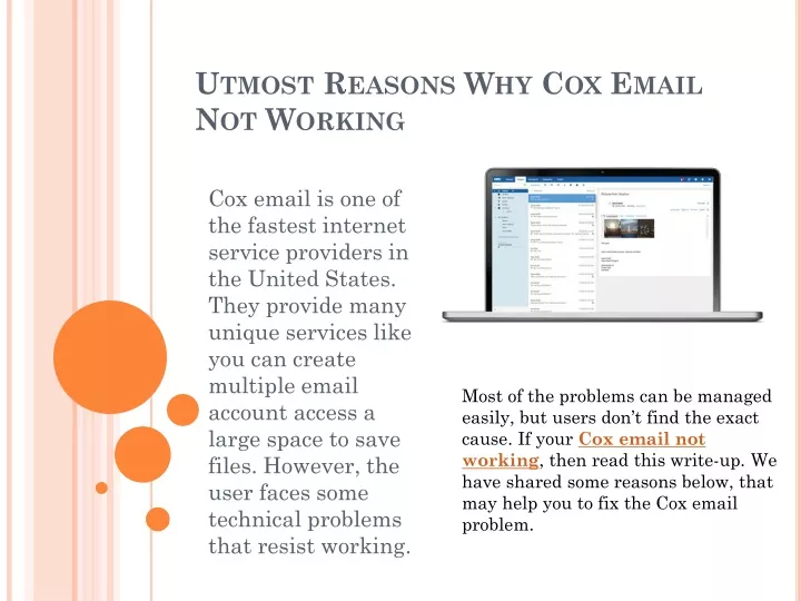 utmost reasons why cox email not working