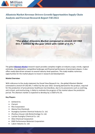 allantoin market revenue drivers growth