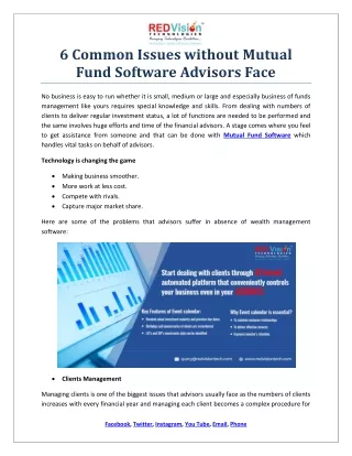 6 common issues without mutual fund software
