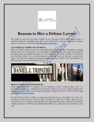 Reasons to Hire a Defense Lawyer