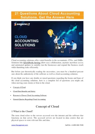 21 Questions About Cloud Accounting Solutions. Get the Answer Here
