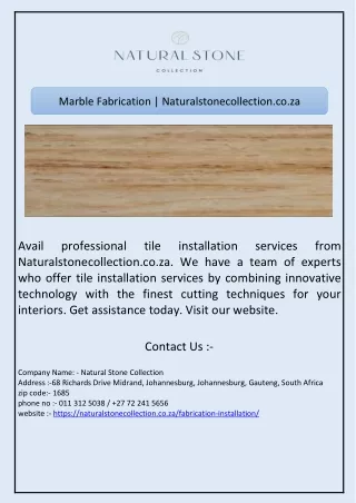 Marble Fabrication | Naturalstonecollection.co.za