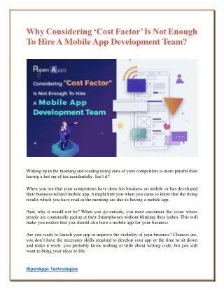 why considering cost factor is not enough to hire