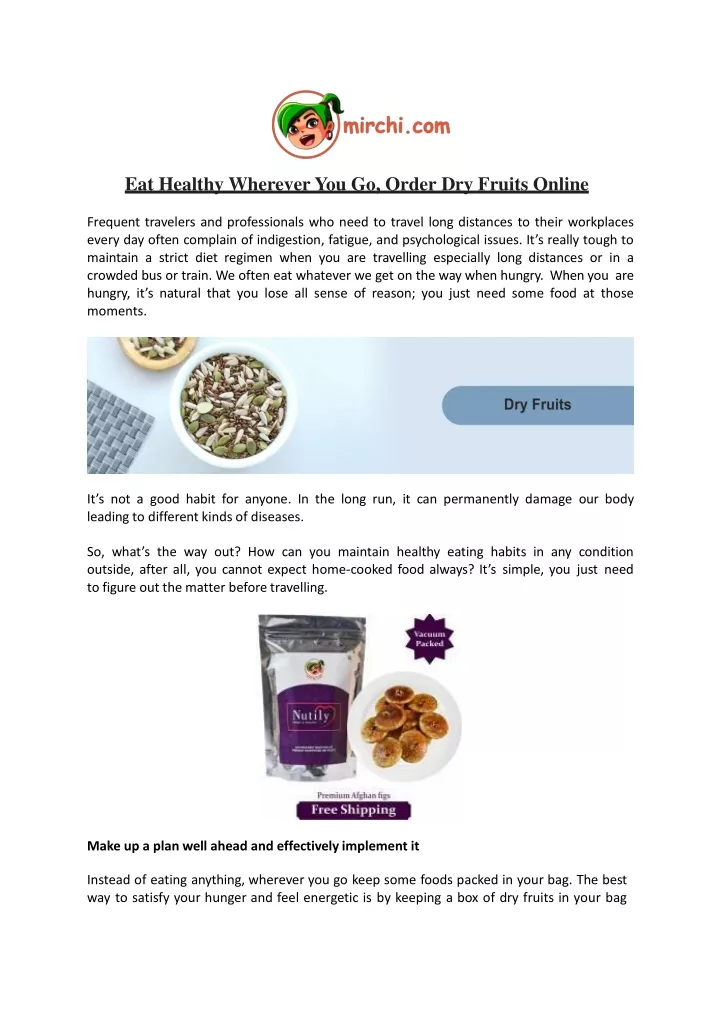 eat healthy wherever you go order dry fruits