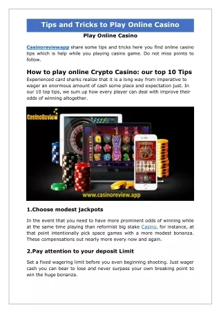 Tips and Tricks to Play Online Casino - Casino Review App