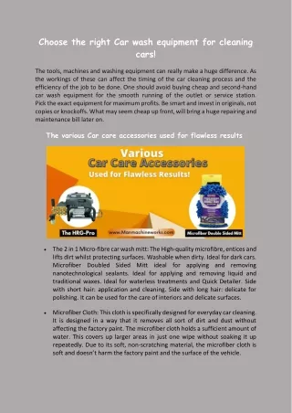 choose the right car wash equipment for cleaning