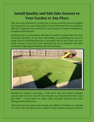 install quality and safe fake grasses to your