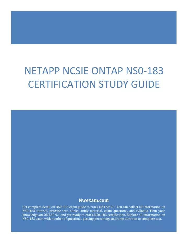 netapp ncsie ontap ns0 183 certification study