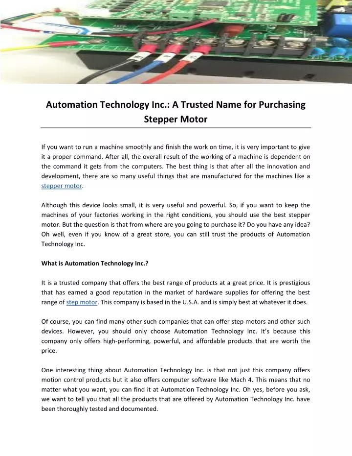 automation technology inc a trusted name