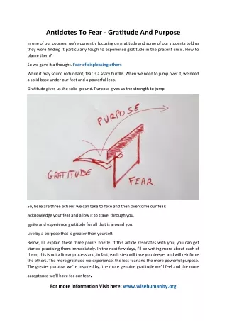 antidotes to fear gratitude and purpose