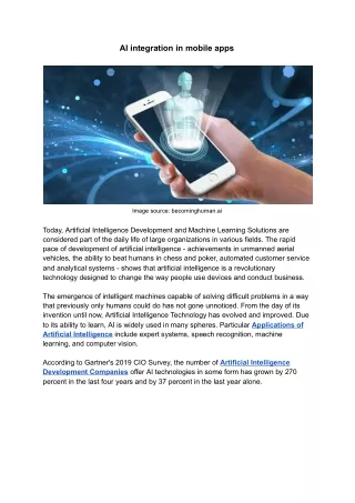 ai integration in mobile apps