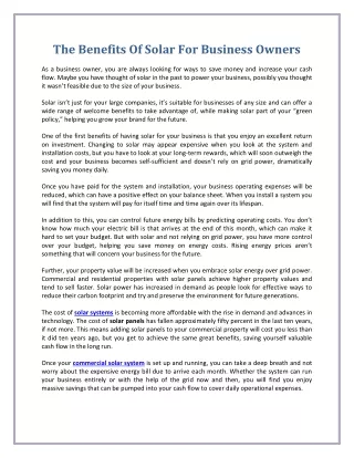 the benefits of solar for business owners
