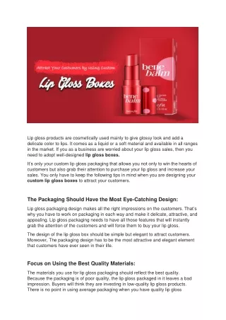 Attract Your Customers by Using Custom Lip Gloss Boxes