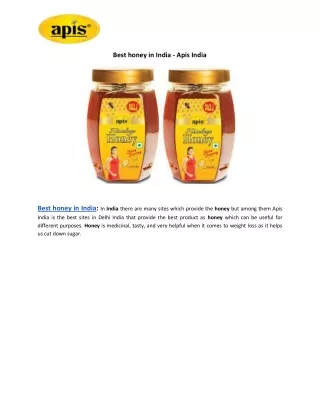 Best honey in India - Apis India