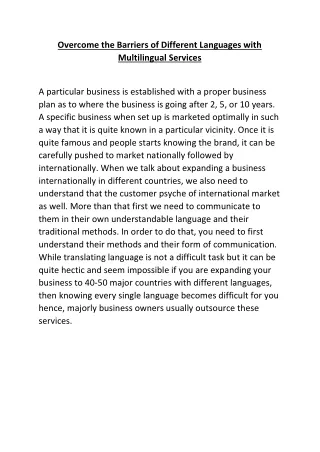 overcome the barriers of different languages with