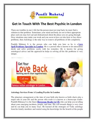 Get In Touch With The Best Psychic In London