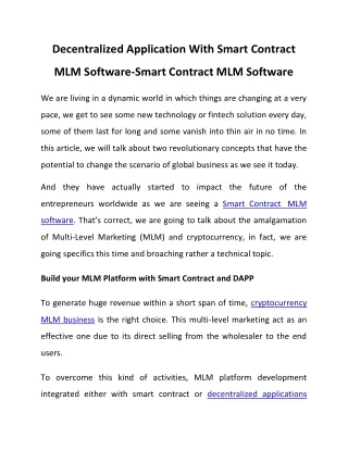 decentralized application with smart contract