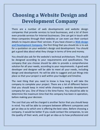 choosing a website design and development company