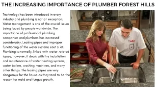 the increasing importance of plumber forest hills