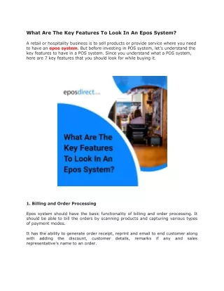 What Are The Key Features To Look In An Epos System?