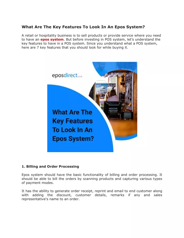 what are the key features to look in an epos