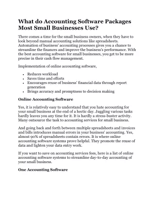 What accounting software packages do most small businesses use