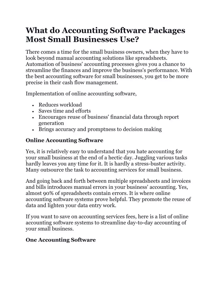 what do accounting software packages most small