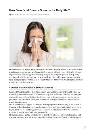 How Beneficial Sneeze Screens for Daily life ?