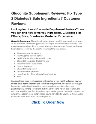 Gluconite Supplement Reviews: Fix Type 2 Diabetes? Safe Ingredients? Customer Reviews