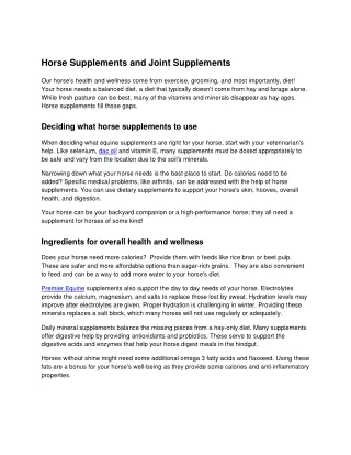 horse supplements and joint supplements