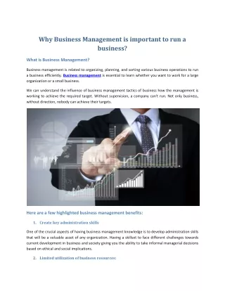 why business management is important
