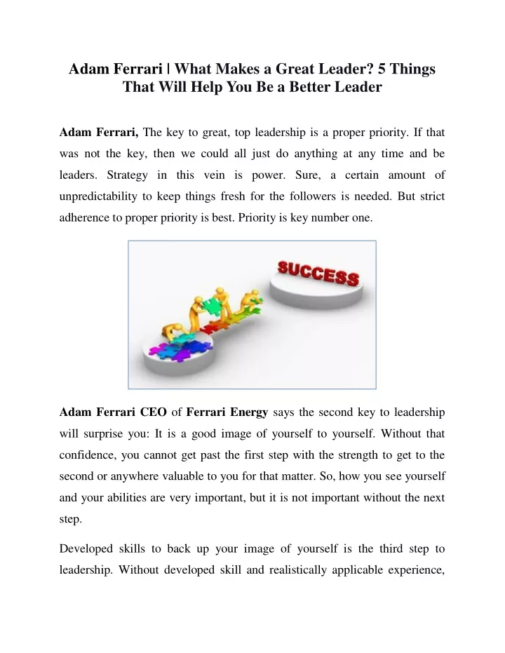 adam ferrari what makes a great leader 5 things