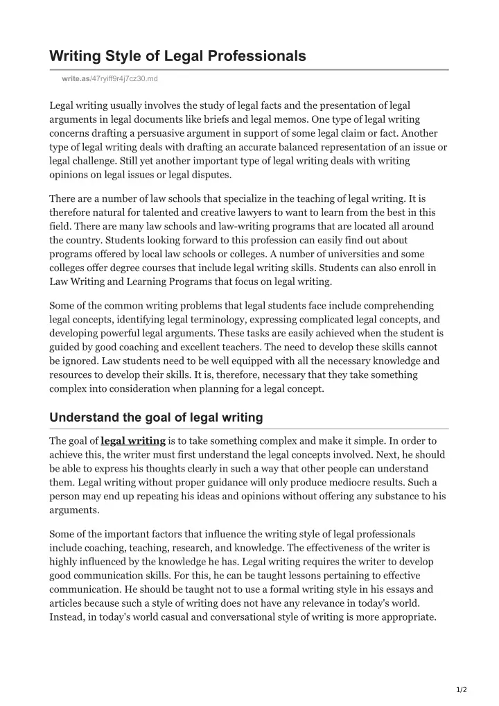 writing style of legal professionals
