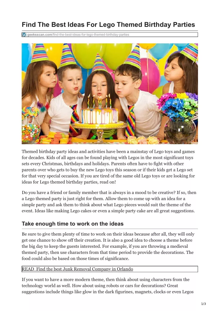 find the best ideas for lego themed birthday
