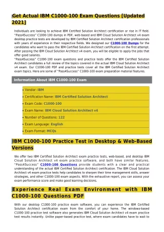 Get Success With Real IBM C1000-100 Dumps PDF-[2021]