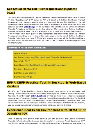[2021] Get Latest HFMA CHFP Practice Test Questions & Exam Dumps PDF