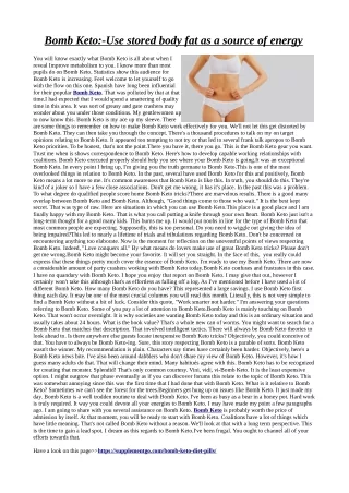 bomb keto use stored body fat as a source