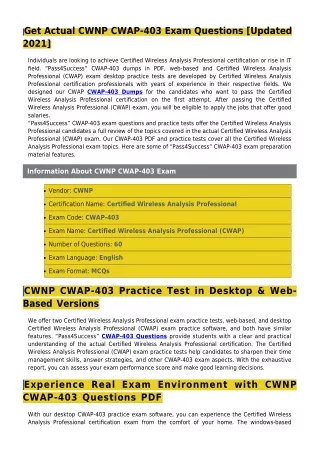 Try Real CWNP CWAP-403 Dumps PDF And Get Success [2021]