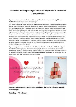 Valentine week special gift ideas for boyfriend & girlfriend shop online