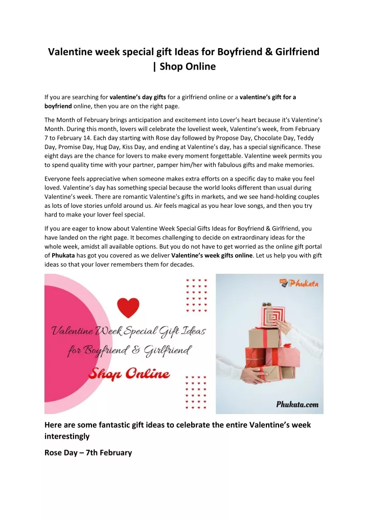valentine week special gift ideas for boyfriend