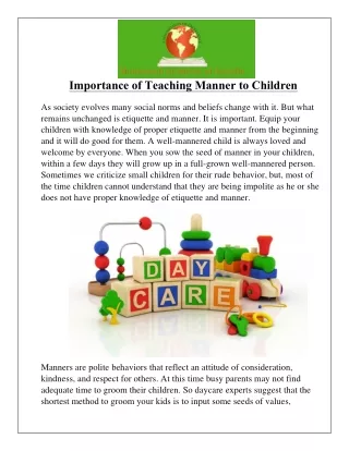 Importance of Teaching Manner to Children